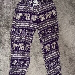 Purple Boho Flowy Elephant Pants